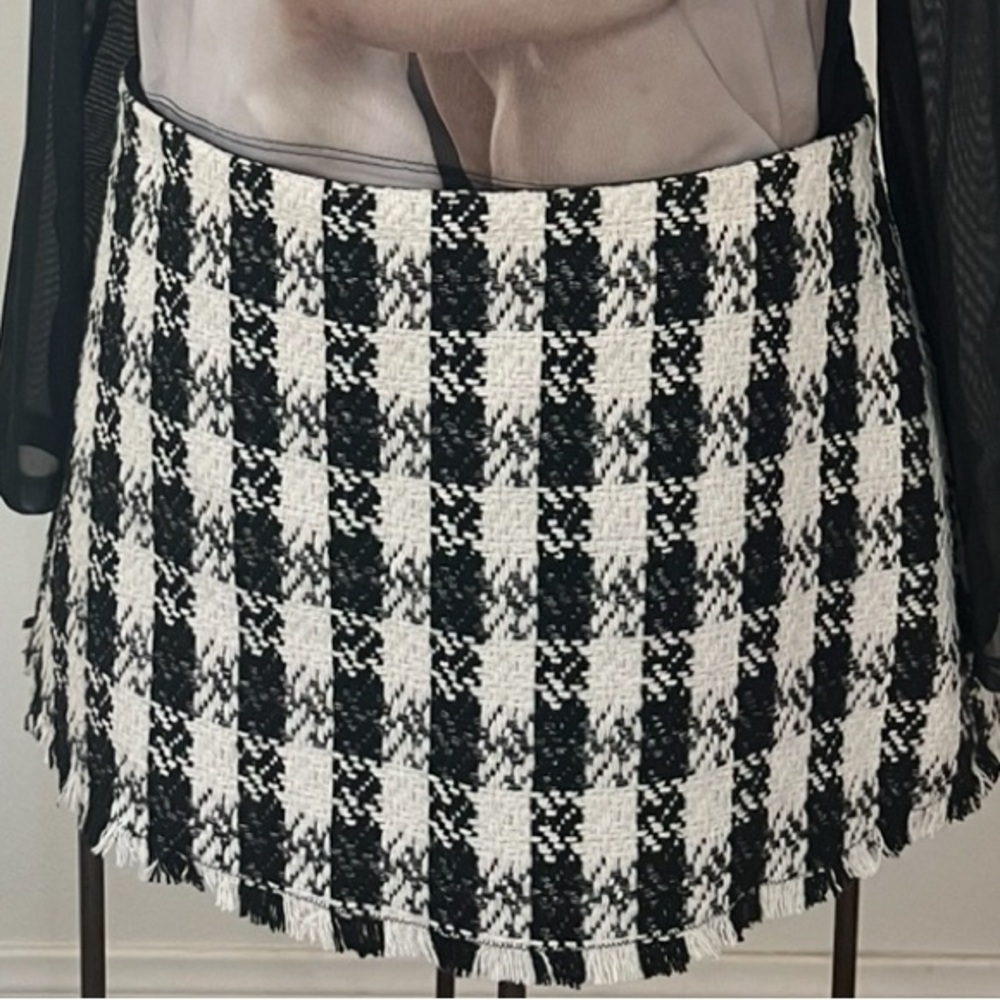 Alice + Olivia Monochrome Checkered Pencil Skirt